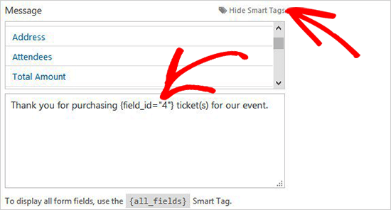 custom-message-for-tickets