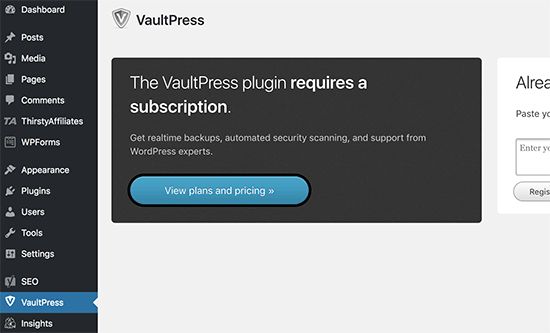 vaultpress-settings